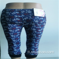 Leggings di media lunghezza stampati in rayon con processo di piegatura